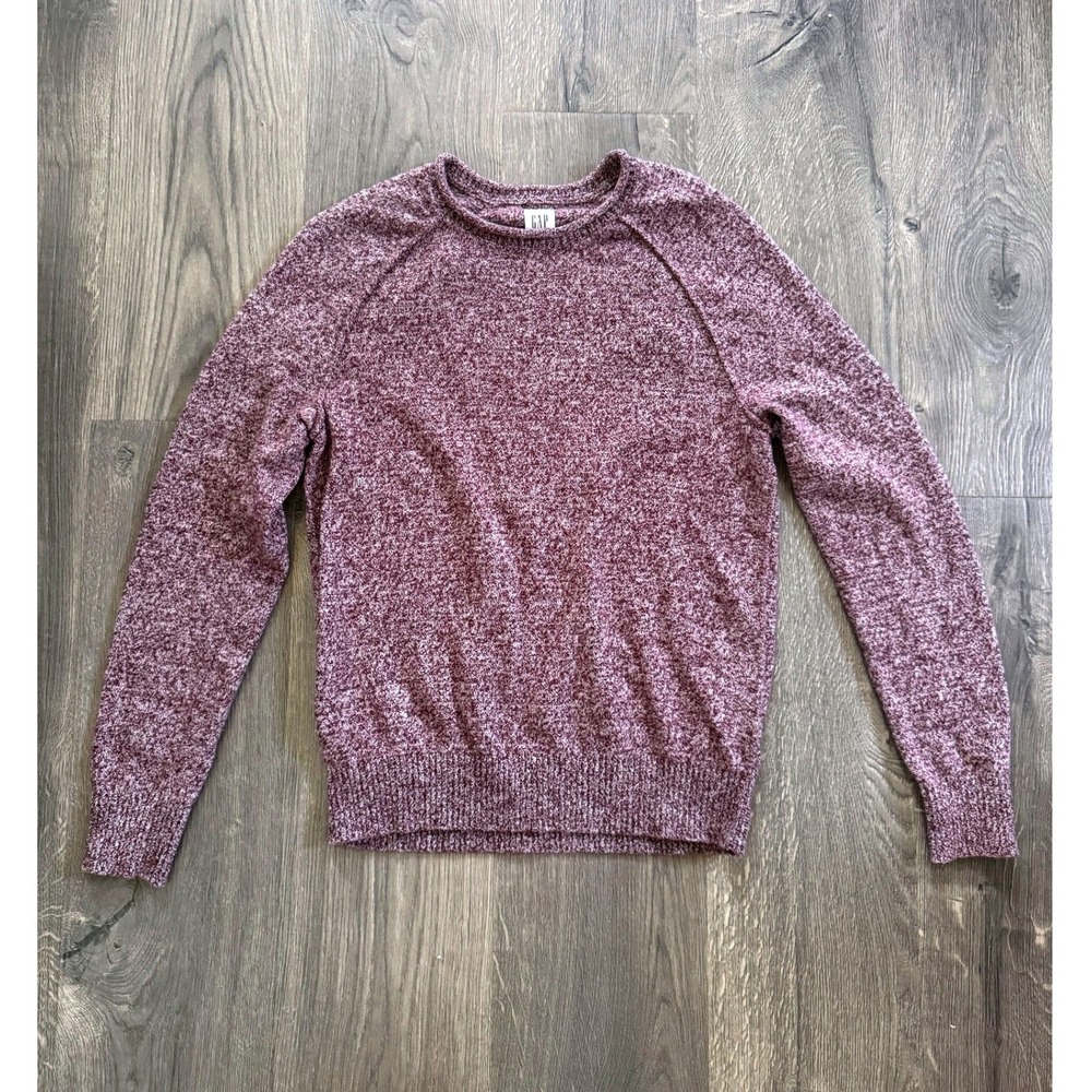 Gap Wool Blend Raglan Crewneck Sweater Size S Burgundy Merino Marl Roll Neck